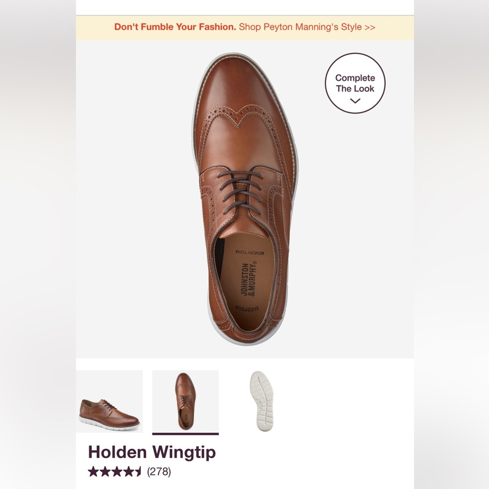 Johnston & Murphy Tan Leather Wingtip Derby Sneakers - Picture 10 of 11